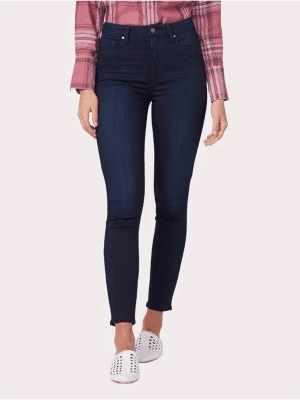 PAIGE Dark Navy High-Rise Skinny Jeans